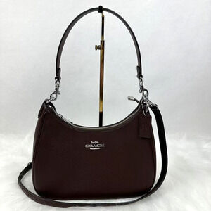 Coach Teri Hobo Bag Shoulder/Crossbody In Leather/Silver/Maple CV935 NWT